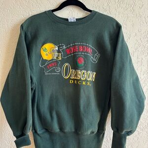 Champion Oregon Ducks Dark Green Crewneck with Yellow & Red Graphics